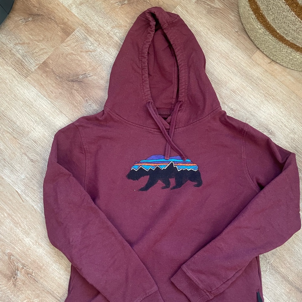 Bear Graphic Burgundy Hoodie